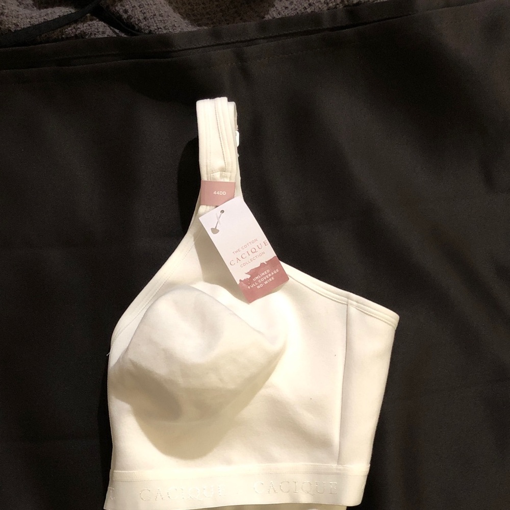 Cacique Collection White Unlined Wireless Bra with Wide Band 44DD